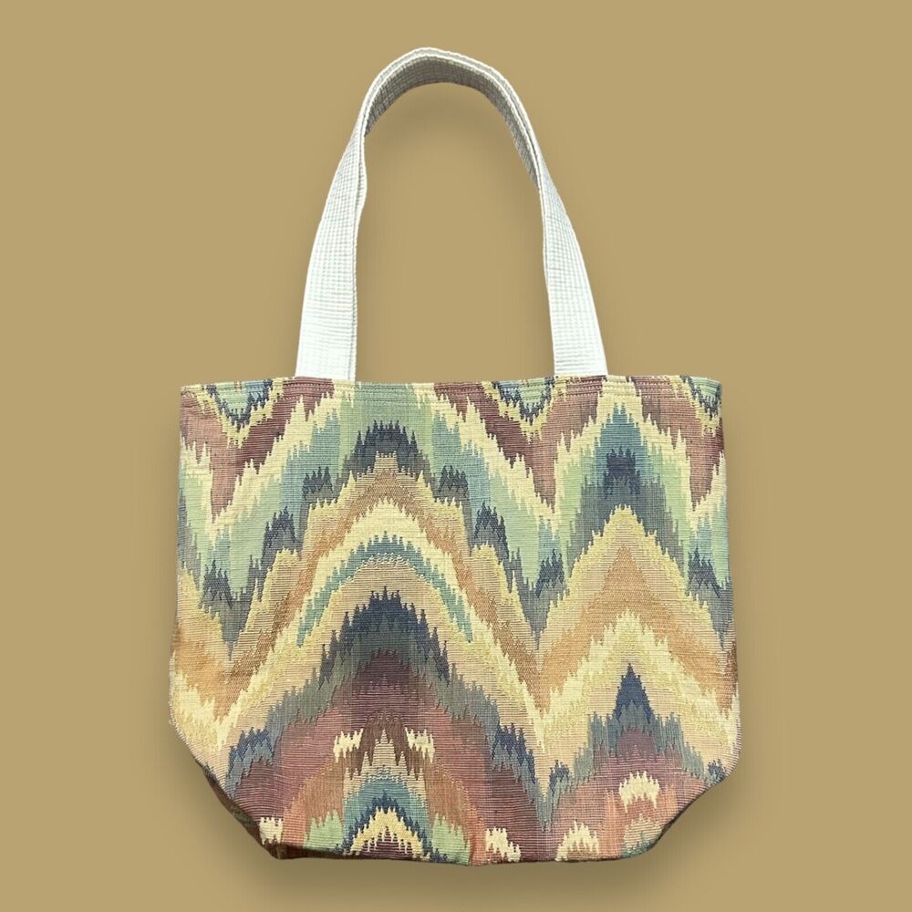 Handmade Tapestry Tote Bag 9.5x6x13 Upcycle Recycle Reusable Shopping Bag